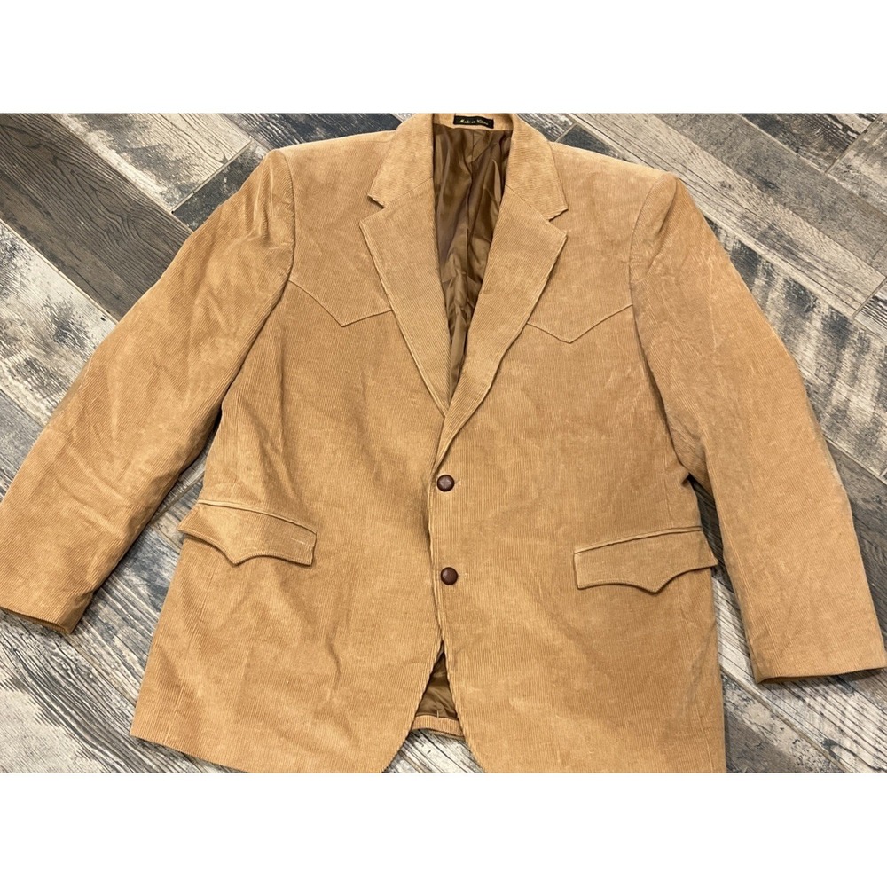 VTG Circle S Corduroy Blazer Mens Brown Tan Western Elbow Patches Size‎ 48L